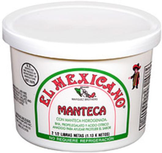 El Mexicano W/Hydrogenated Lard Manteca Lard 40 oz, Nutrition