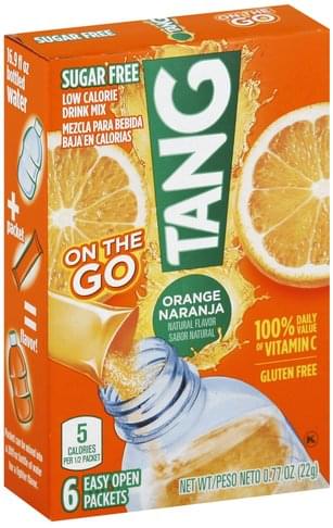 Tang Low Calorie, Sugar Free, Orange Drink Mix - 6 ea, Nutrition