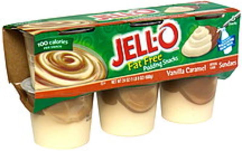 Jell O Vanilla Caramel Sundaes Fat Free Pudding Snacks 6 ea