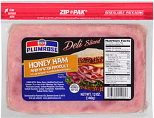 Plumrose Honey Ham & Water Sliced Honey Ham 12 oz, Nutrition Information Innit