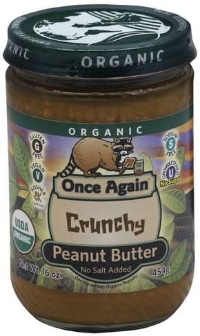 Once Again Crunchy, No Salt Added Peanut Butter - 16 oz ...