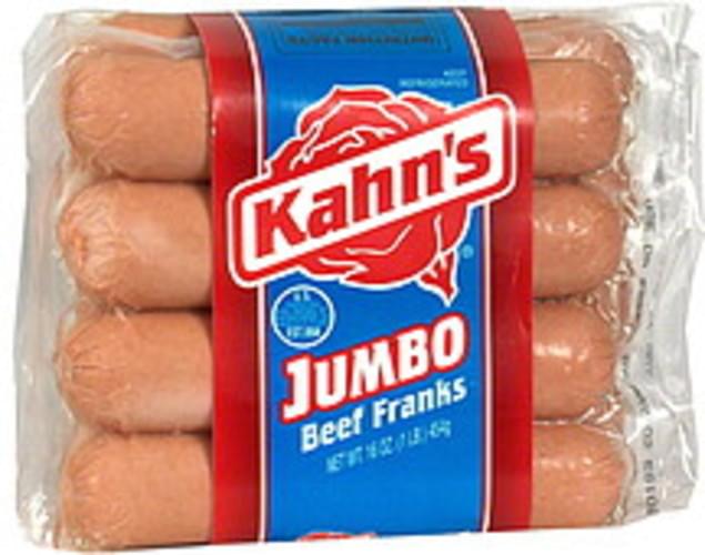 Kahns Jumbo Beef Franks 16 oz, Nutrition Information Innit