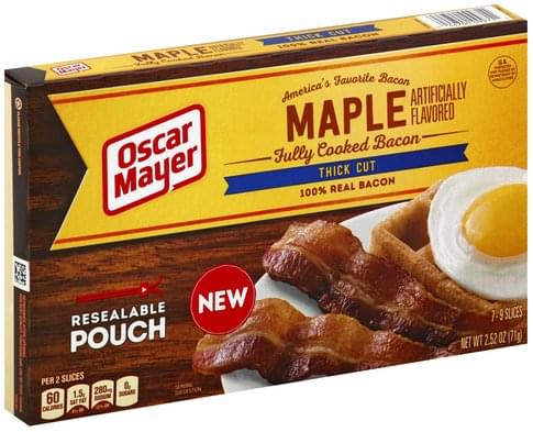 Oscar Mayer Fully Cooked, Maple, Thick Cut Bacon - 2.52 oz ...
