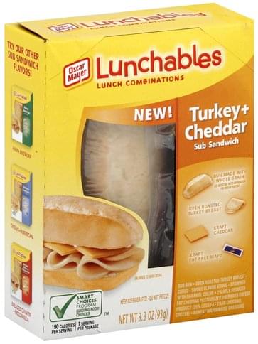 Lunchables Sub Sandwich, Turkey + Cheddar Lunch Combinations - 3.3 oz