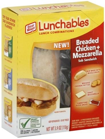 Lunchables Sub Sandwich, Breaded Chicken + Mozzarella Lunch Combinations - 3.9 oz