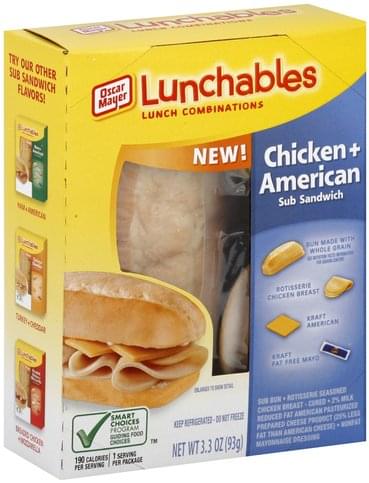 Lunchables Sub Sandwich, Chicken + American Lunch Combinations - 3.3 oz