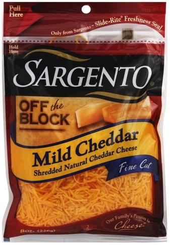 Sargento Fine Cut, Mild Cheddar Shredded Cheese - 8 oz, Nutrition