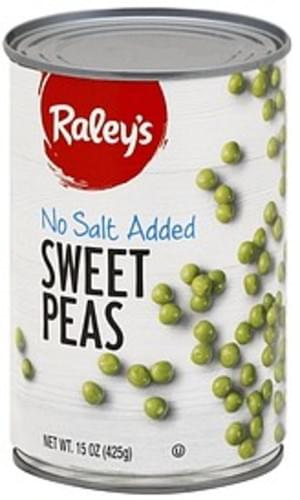 Raleys No Salt Added Sweet Peas - 15 oz