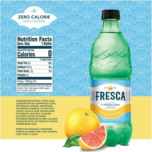 Fresca Sparkling Citrus Flavored Soda 20 Oz Nutrition Information Innit Fresca Sparkling Citrus Flavored Soda 20 Oz Nutrition Information Innit