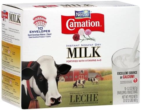 Carnation Instant, Nonfat Dry Milk - 10 ea, Nutrition Information | Innit