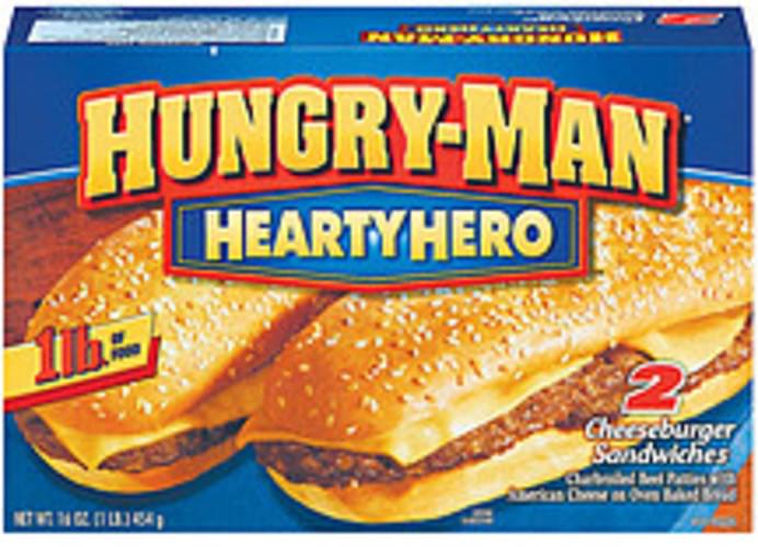 Hungryman Cheeseburger Sandwiches 2 Ct Hearty Hero 16 oz, Nutrition