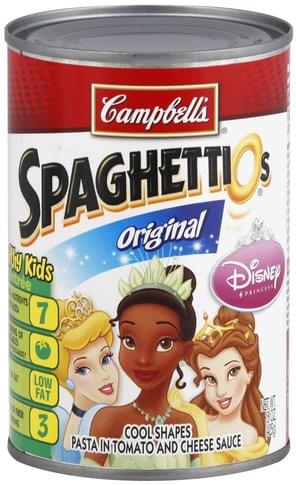 SpaghettiOs in Tomato and Cheese Sauce, Original, Disney Princess Cool Shapes Pasta - 15 oz
