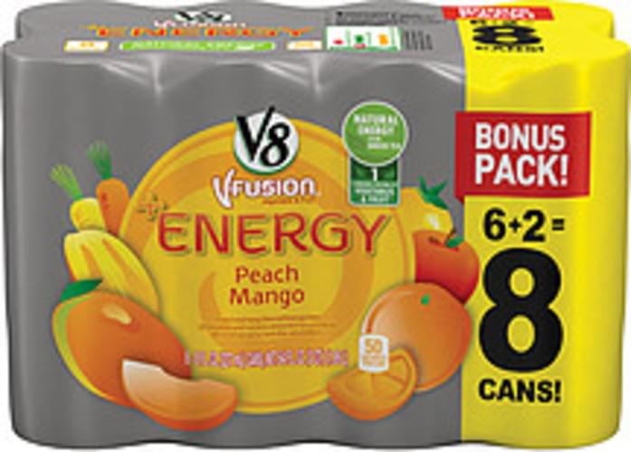 V8 + Energy Peach Mango Vegetable & Fruit Juice 64 oz, Nutrition