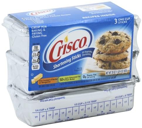 Crisco Shortening Sticks All-Vegetable Shortening - 3 ea, Nutrition ...