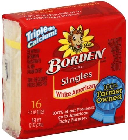 Borden Singles, White American Cheese Product - 16 ea, Nutrition