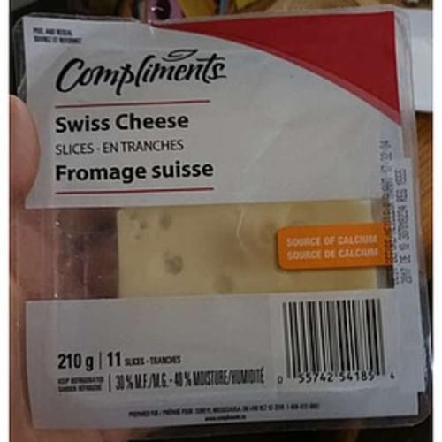 Compliments Slices Swiss Cheese 19 g, Nutrition Information Innit
