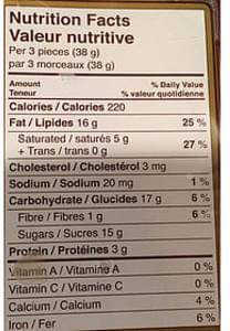 ferrero rocher nutrition