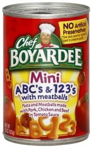 Chef Boyardee Mini, with Meatballs ABC's & 123's - 15 oz, Nutrition