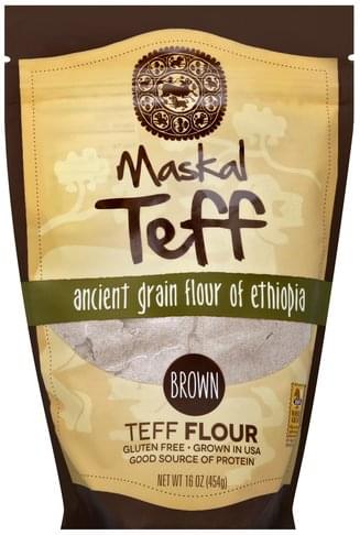 Maskal Teff Ancient Grain Flour of Ethiopia, Brown Teff Flour - 16 oz