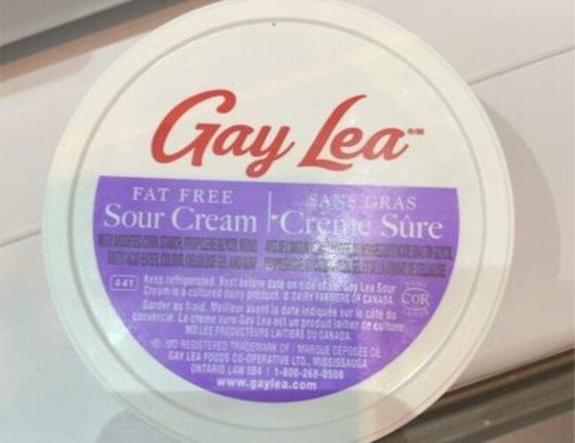 Gay Lea Fat Free Sour Cream 30 ml, Nutrition Information Innit