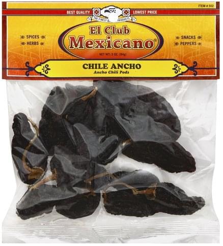 El Club Mexicano Ancho Chili Pods - 3 oz