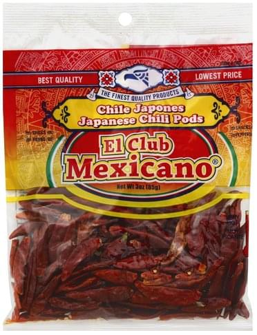El Club Mexicano Japanese, Very Hot Chili Pods - 3 oz