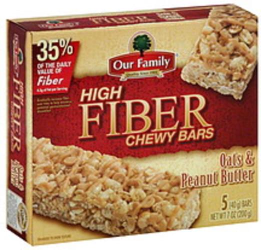 Our Family High Fiber, Oats & Peanut Butter Chewy Bars - 5 ea