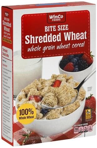 Winco Foods Wheat Cereal, Whole Grain, Shredded Wheat, Bite Size Cereal - 16.4 oz