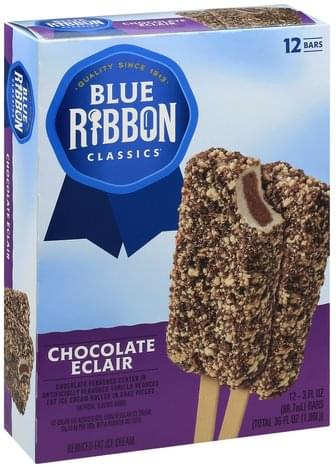 Blue Ribbon Chocolate Eclair Ice Cream Bars - 12 ea, Nutrition