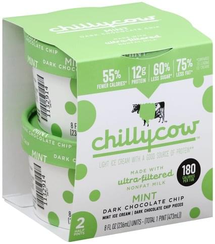 Chillycow Light, Mint Dark Chocolate Chip Ice Cream - 2 ea