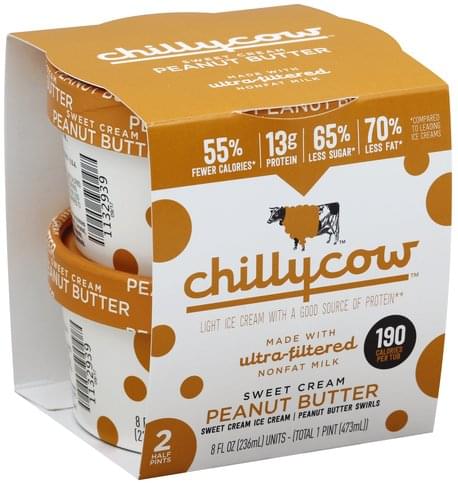 Chillycow Light, Sweet Cream Peanut Butter Ice Cream - 2 ea