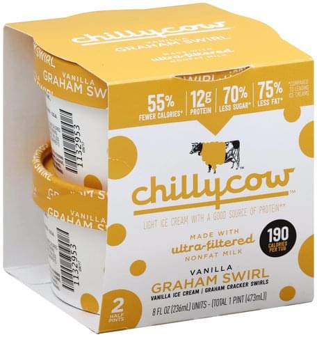 Chillycow Light, Vanilla Graham Swirl Ice Cream - 2 ea