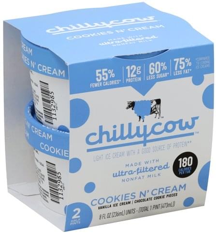 Chillycow Light, Cookies N' Cream Ice Cream - 8 ea