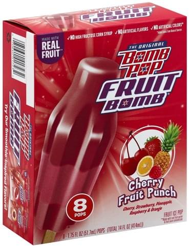 Bomb Pop Cherry Fruit Punch Fruit Ice Pop - 8 ea