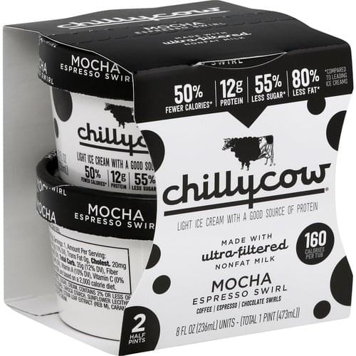 Chillycow Light, Mocha Espresso Swirl Ice Cream - 2 ea