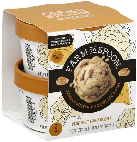 Farm to Spoon Plant Based, Peanut Butter Chocolate Swirl Frozen Dessert - 2 ea