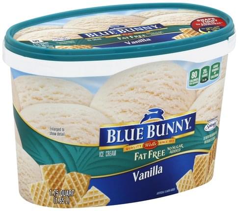 Blue Bunny Fat Free, No Sugar Added, Vanilla Ice Cream - 1.75 QT