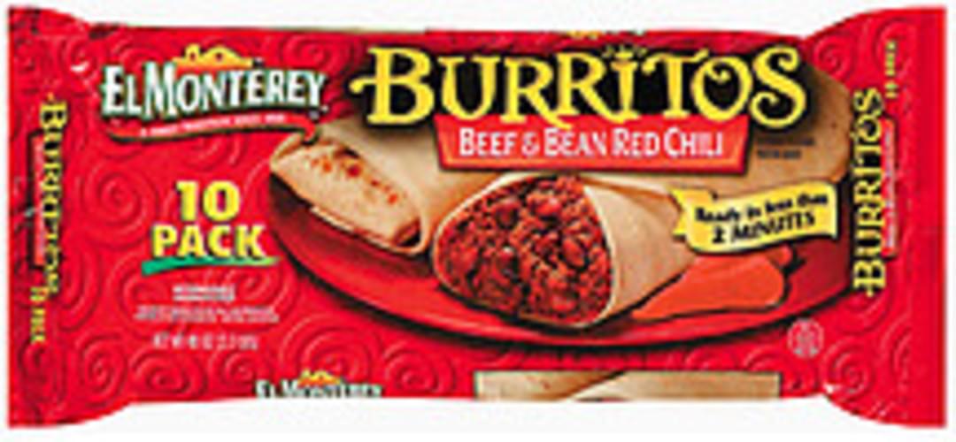 El Monterey Beef & Bean Red Chili 10 Ct Burritos 40 oz, Nutrition