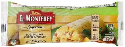El Monterey Egg, Sausage, Cheese & Potato Burrito - 4.5 oz, Nutrition