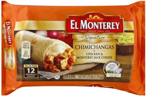El Monterey Chicken & Monterey Jack Cheese, Value Pack Chimichangas - 12  ea, Nutrition Information