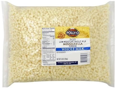 Polly O Diced, Low-Moisture, Mozzarella, Whole Milk Cheese - 5 lb,  Nutrition Information | Innit