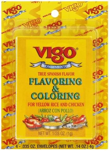 Vigo for Yellow Rice and Chicken Flavoring & Coloring - 4 ea, Nutrition