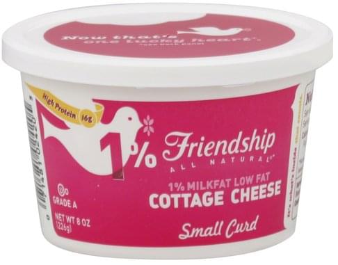 Friendship Low Fat Small Curd 1 Milkfat Cottage Cheese 8 Oz