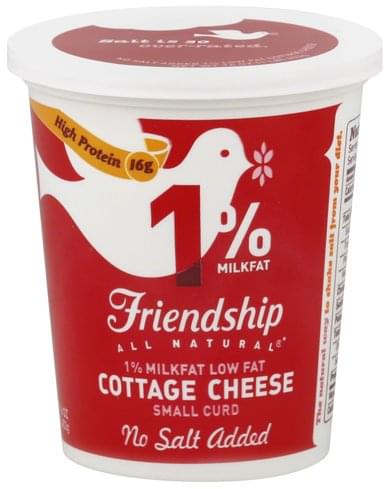Friendship Low Fat, Small Curd, 1% Milkfat, No Salt Added Cottage Cheese - 16 oz