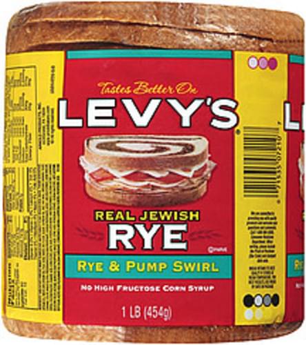 Levy's Rye Real Jewish Rye Rye & Pump Swirl Bread - 1 lb, Nutrition  Information | Innit