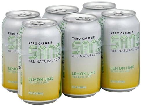 Sans Lemon Lime, Zero Calorie Soda - 6 ea