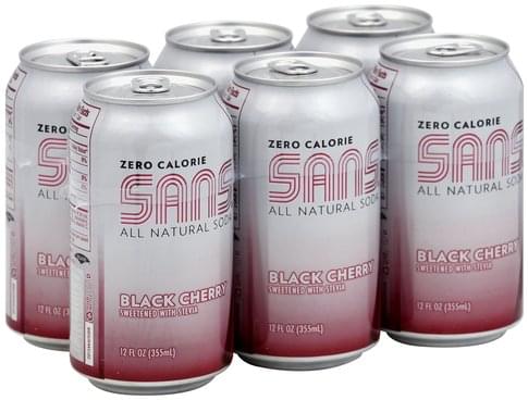 Sans Black Cherry, Zero Calorie Soda - 6 ea