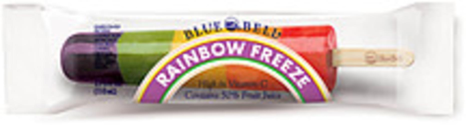 Blue Bell Rainbow Freeze Bar 3.75 oz, Nutrition Information Innit