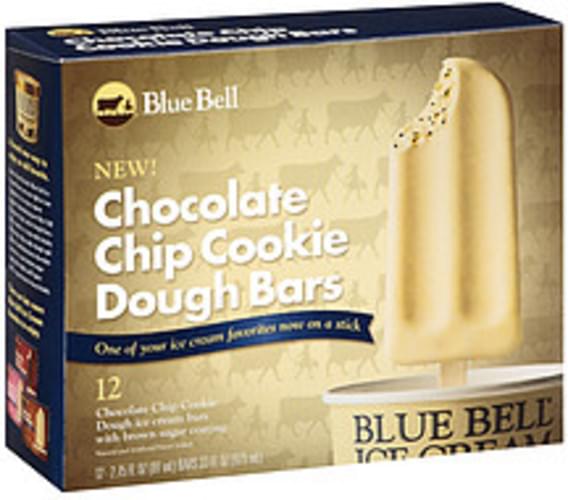 Blue Bell Chocolate Chip Cookie Dough Ice Cream Bars 33 oz, Nutrition