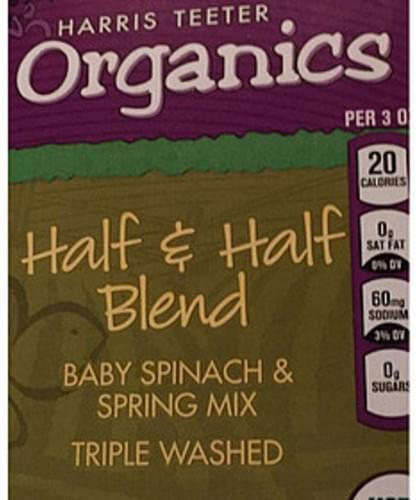 Harris Teeter Organics Half & Half Blend Baby Spinach & Spring Mix - 85 g